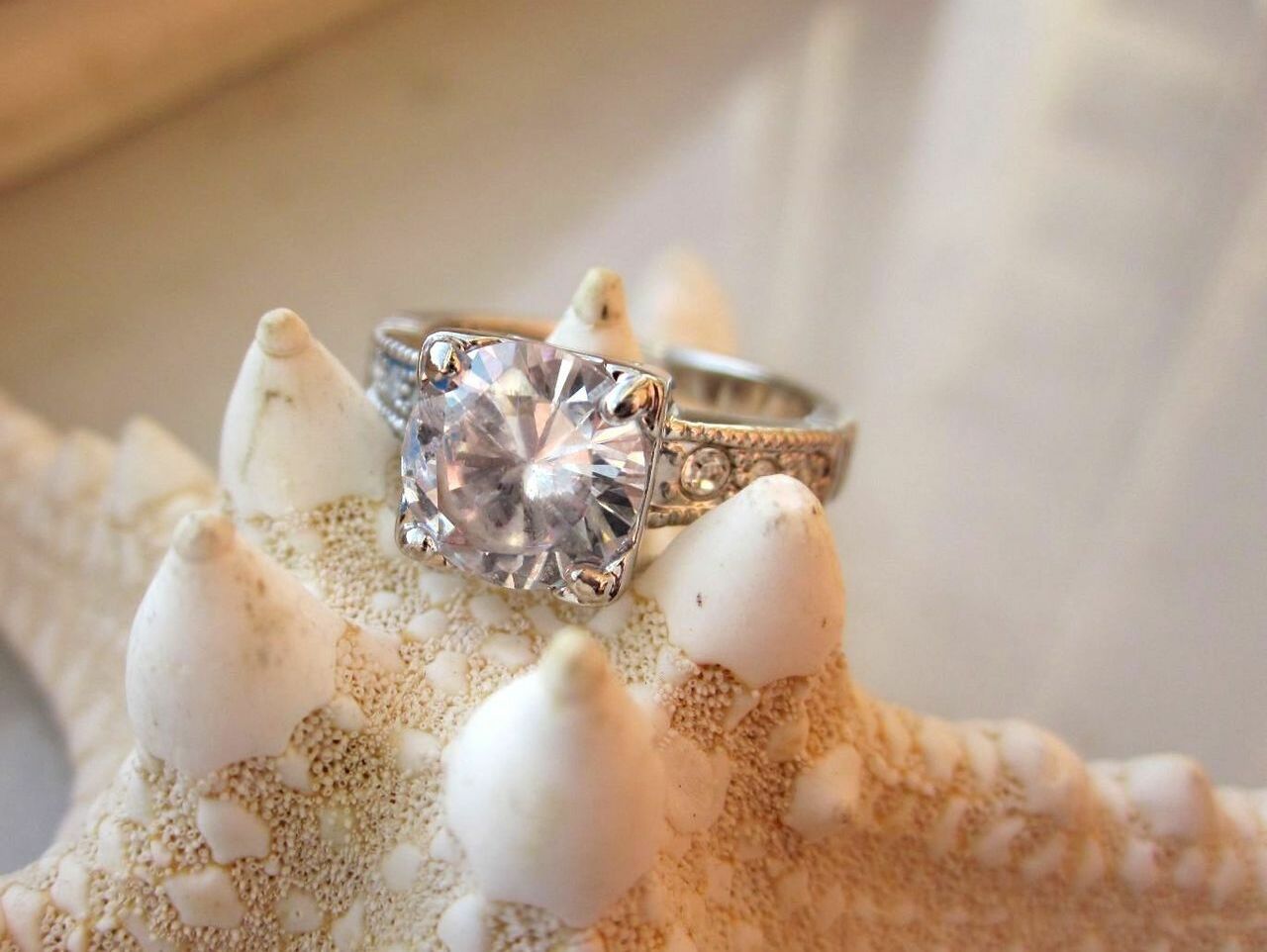 rhodium over sterling, size 6, zircon cluster ring and cocktail ring