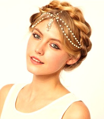 blonde, updo and pearls