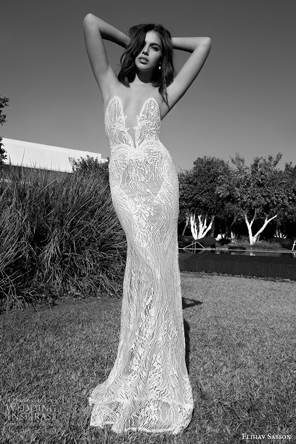 wedding dress, elihav sasson, black and white and 2015