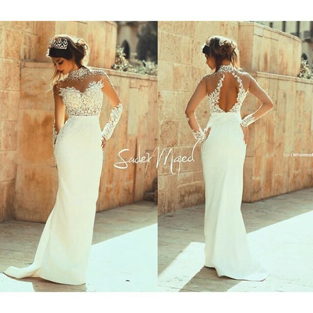 bride, lace, white gown and sadek majed couture
