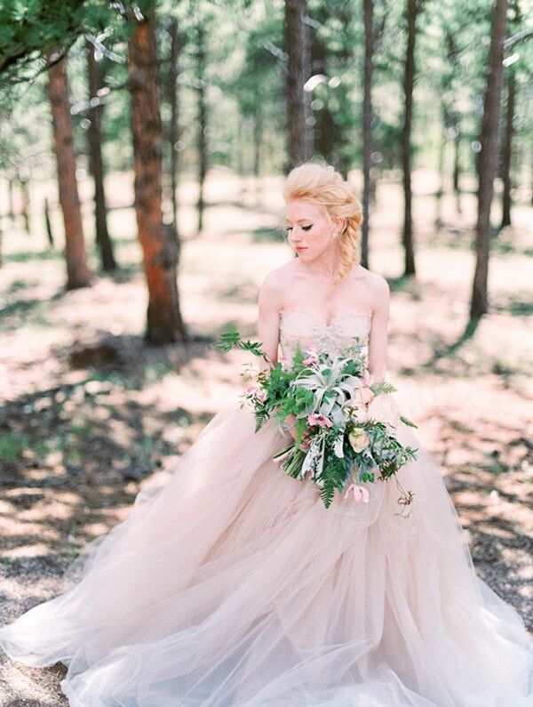 satin, flowers, blush and tulle