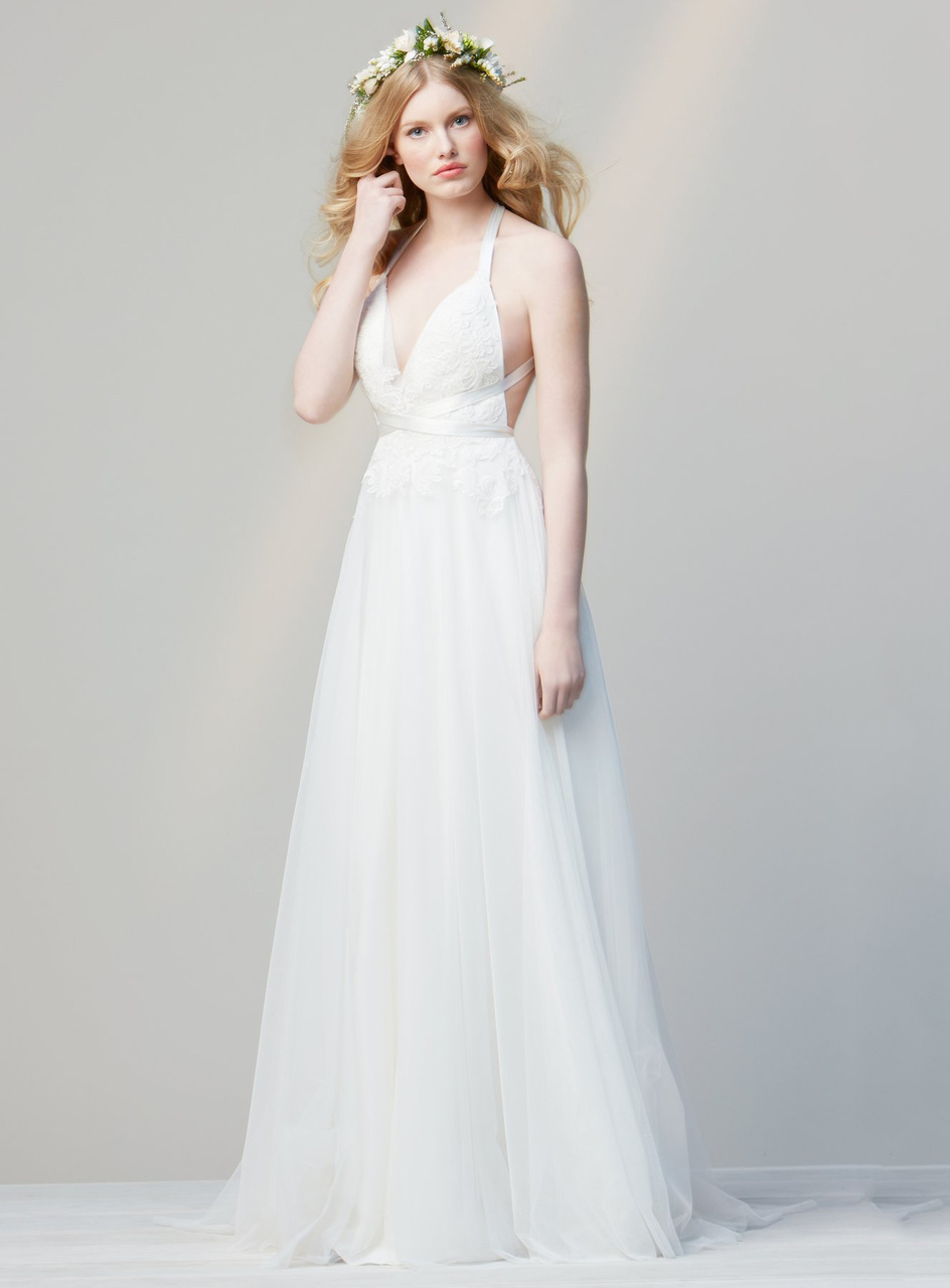 elegant wedding dress, v-neck wedding dress and a-line wedding dress