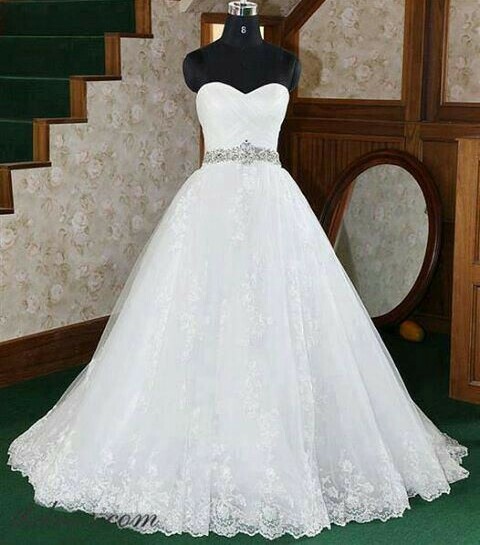 beautiful, white, lace and wide dress