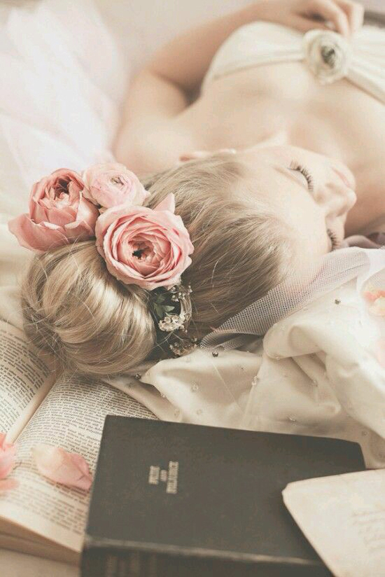 dreamy, classic, wedding gown and rose petals