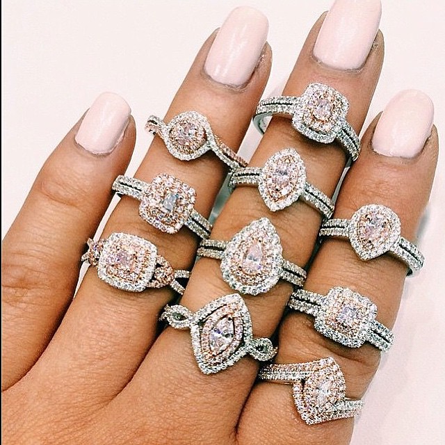 nail polish, style, diamonds and diamond rings