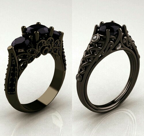 black diamond, ring, romantic and black gold