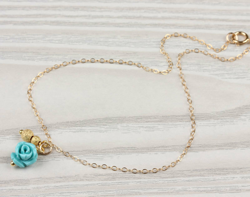 rose bracelet, turquoise anklet, gold ankle bracelet and turquoise bracelet