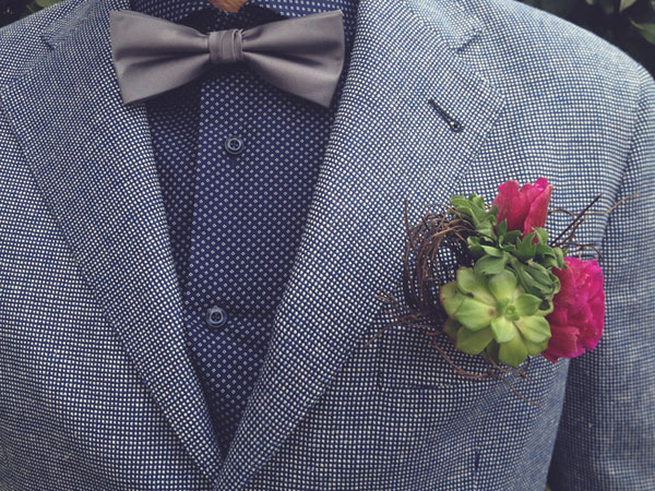 bouquet, bow tie and nice