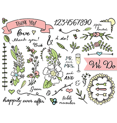 doodle, marriage and floral
