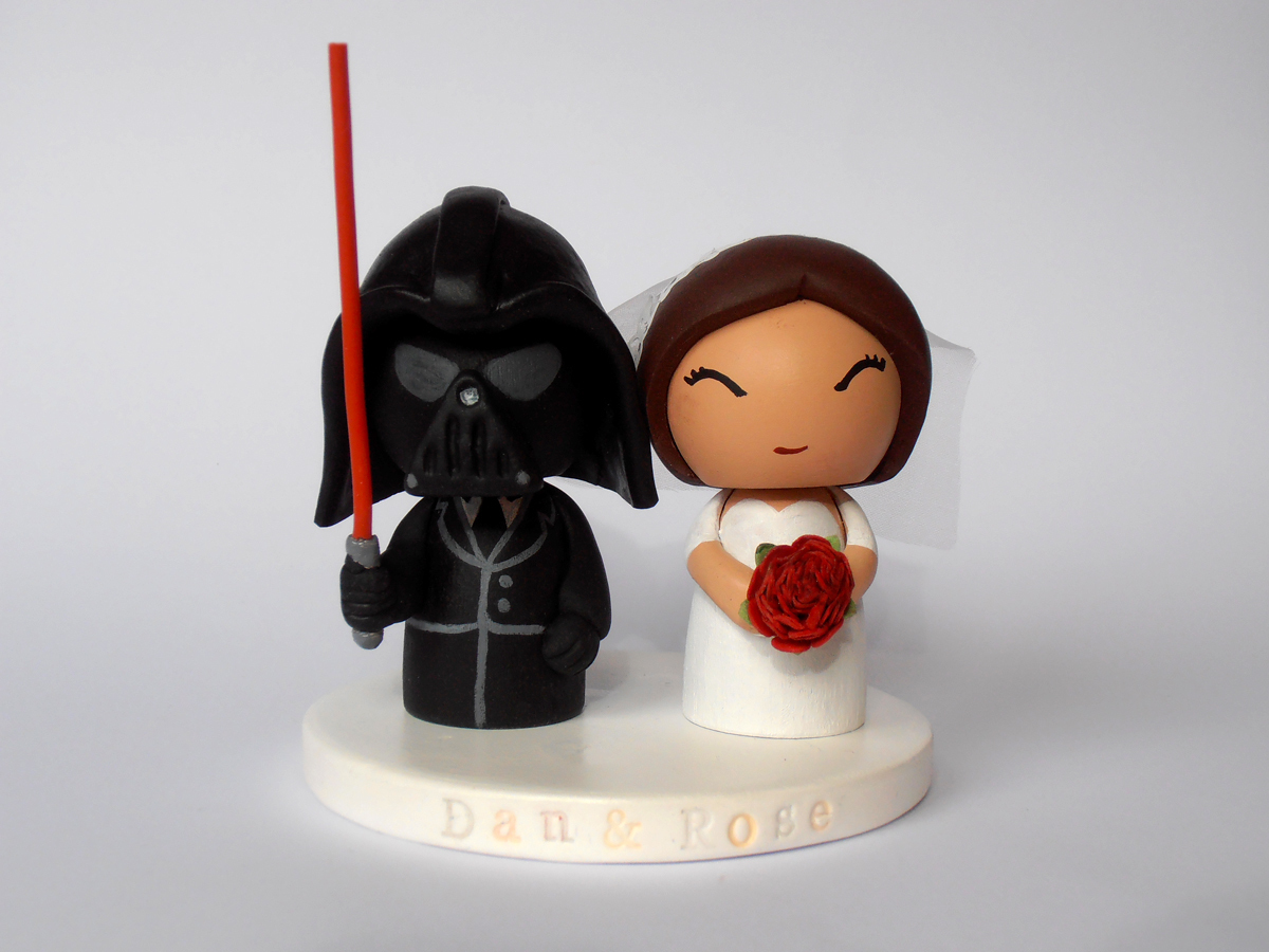 wedding cake topper, darth vader, cake topper and bride and groom