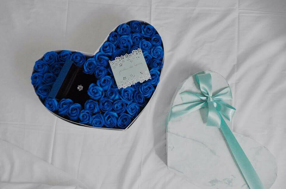 blue, marrige, flower and present