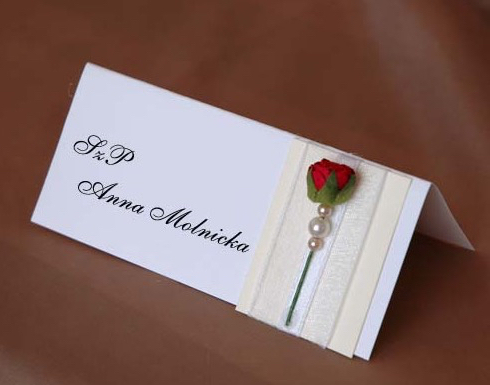 escort cards, Place cards and rose