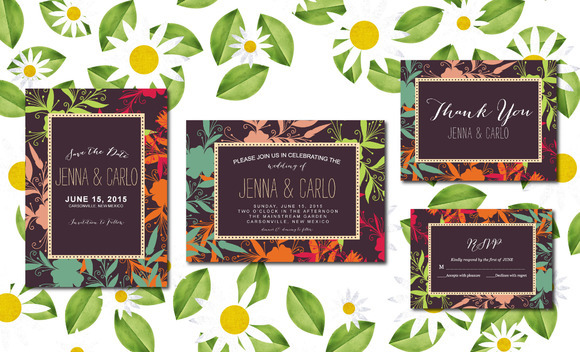 wedding invitation suite, creativemarket and rsvp card