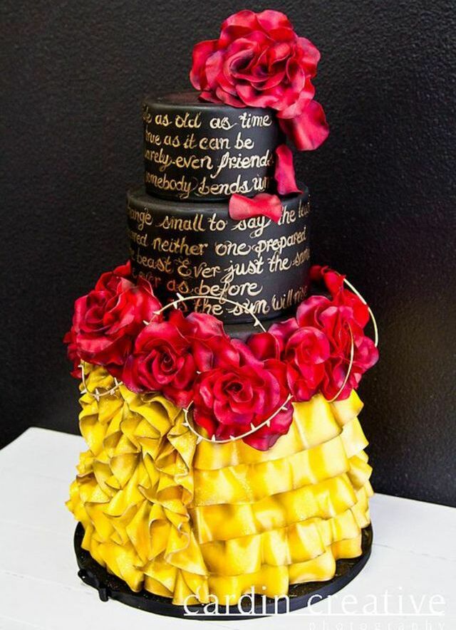 disney cakes, disney, weddings and beauty & the beast