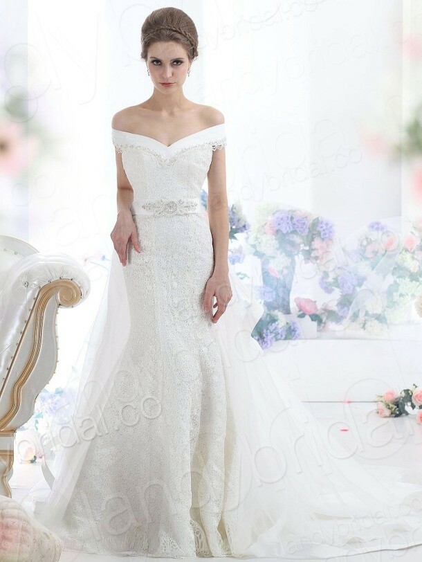 v-neck wedding dress