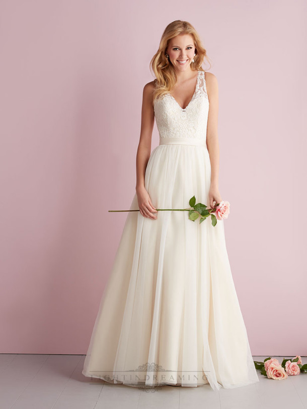 v-neck wedding dress