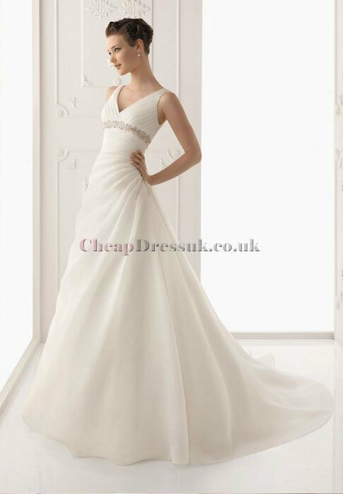 wedding dress, empire dress, white wedding dress and crystals dress