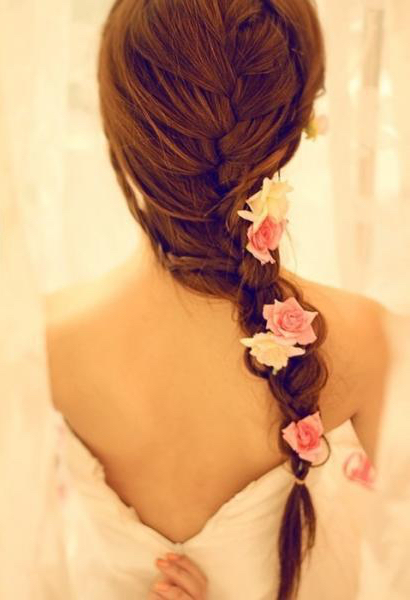 brunette, flower and mode