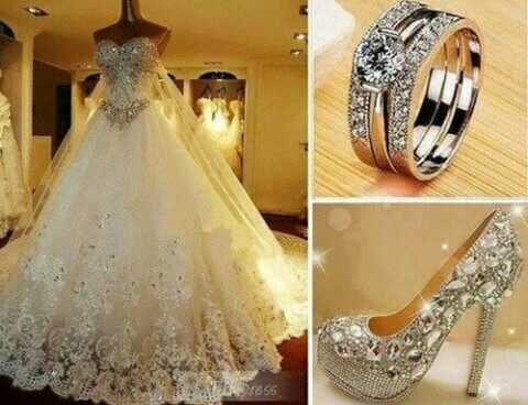 shoe, diamonds and ring