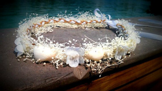 mermaid, beach wedding and shell headband