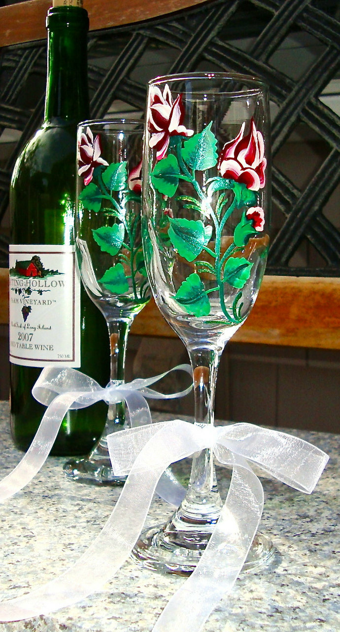wedding glasses, gifts for her, mothers day gifts and painted wine glasses