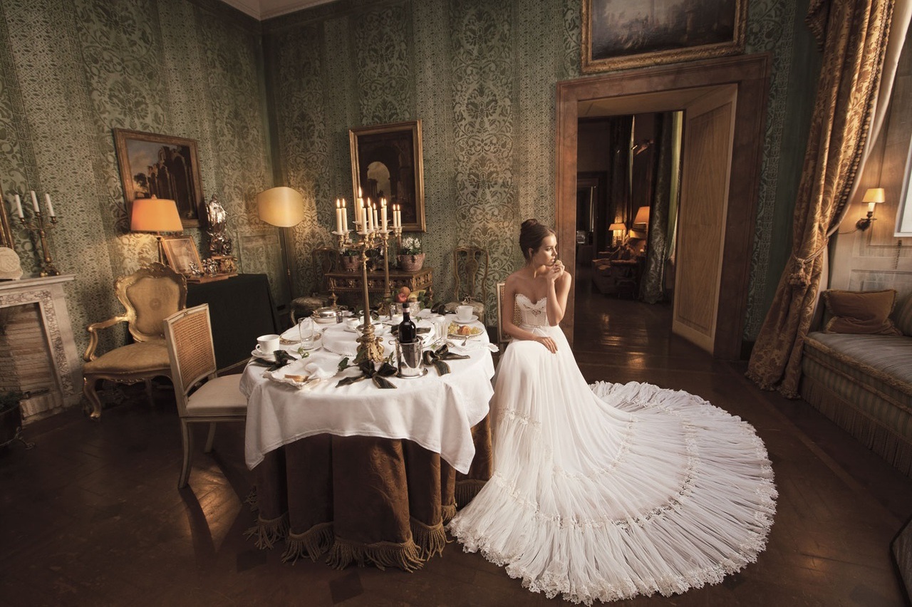 beauty, girl, bride and gown