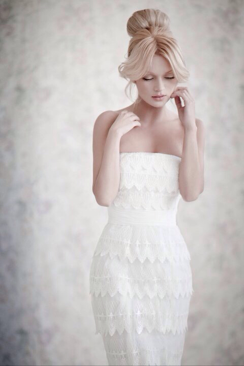 wedding gown, pearls, makeup and style