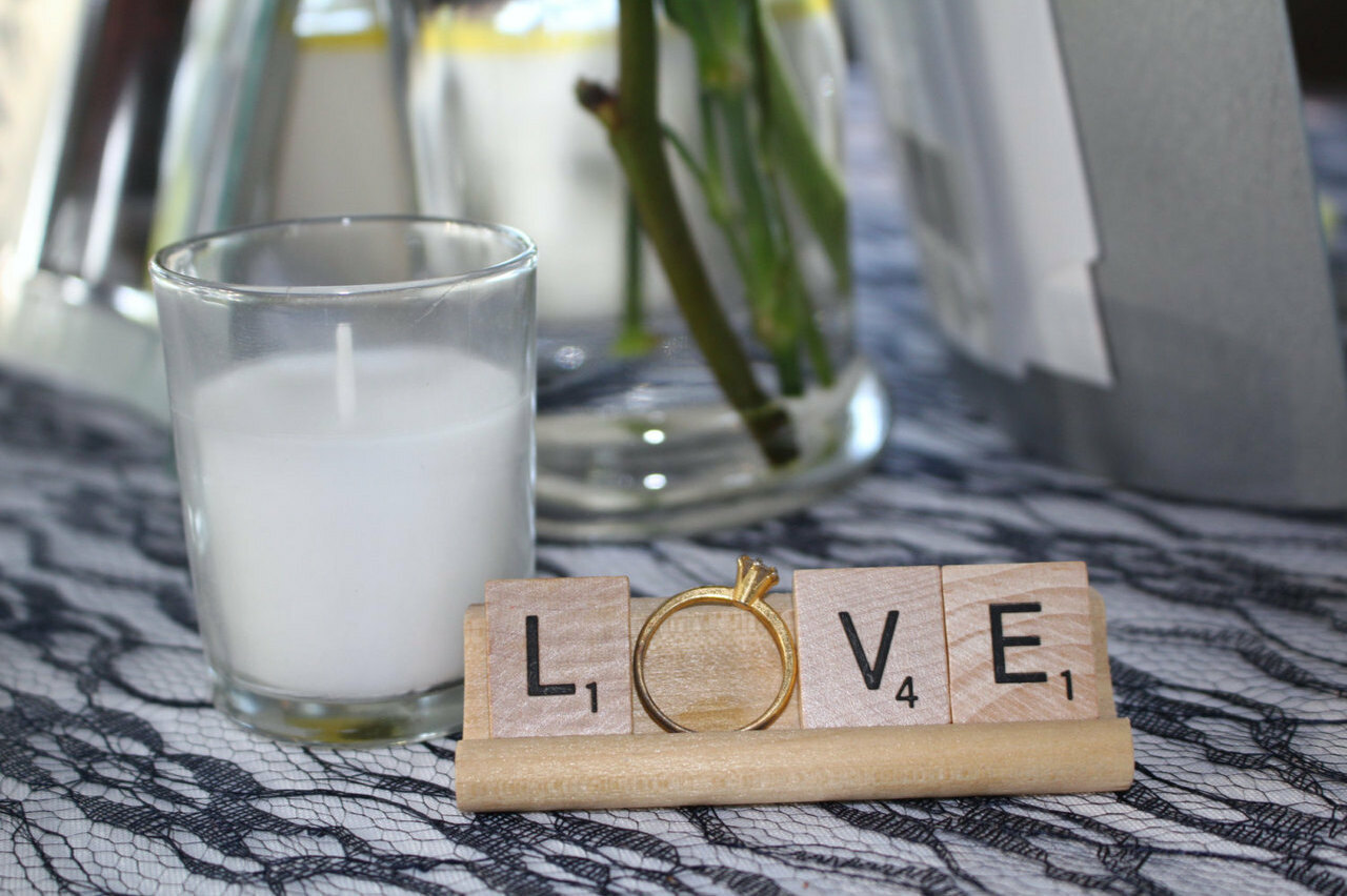 bride and groom, photo props, scrabble tiles and love scrabble tiles