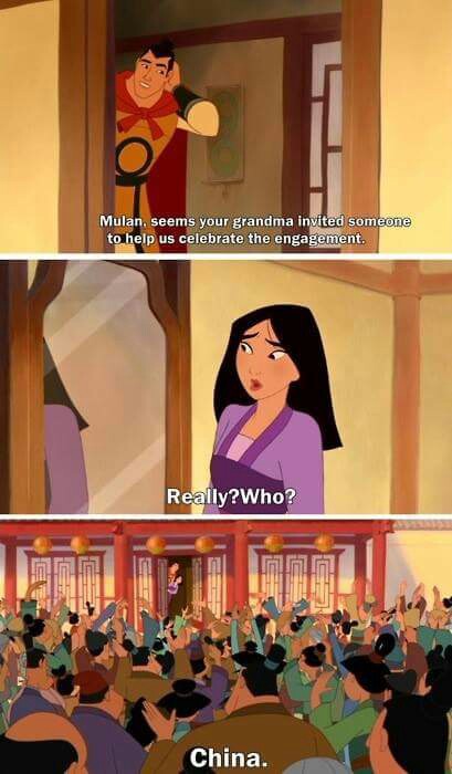 funny, mulan and scene