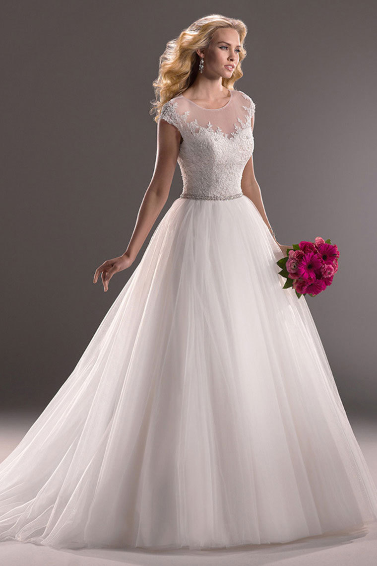 beading dress, princess, scoop and wedding dress