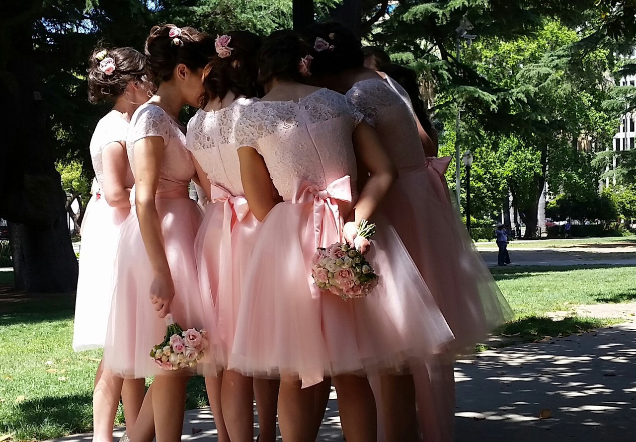 flowers, bride made, pink and dresses