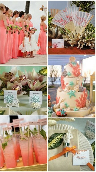 coral, wedding ideas and beach wedding