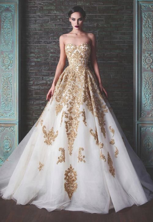 wedding gowns, patterns, life and white and gold