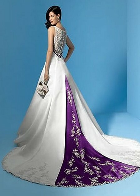 white&purple, wedding dress and embroidery