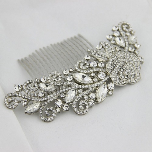 bridal hair comb, hair accessories, bridal and crystal