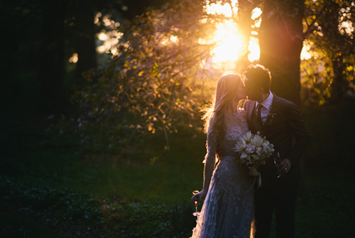 bouquet, sunset and love