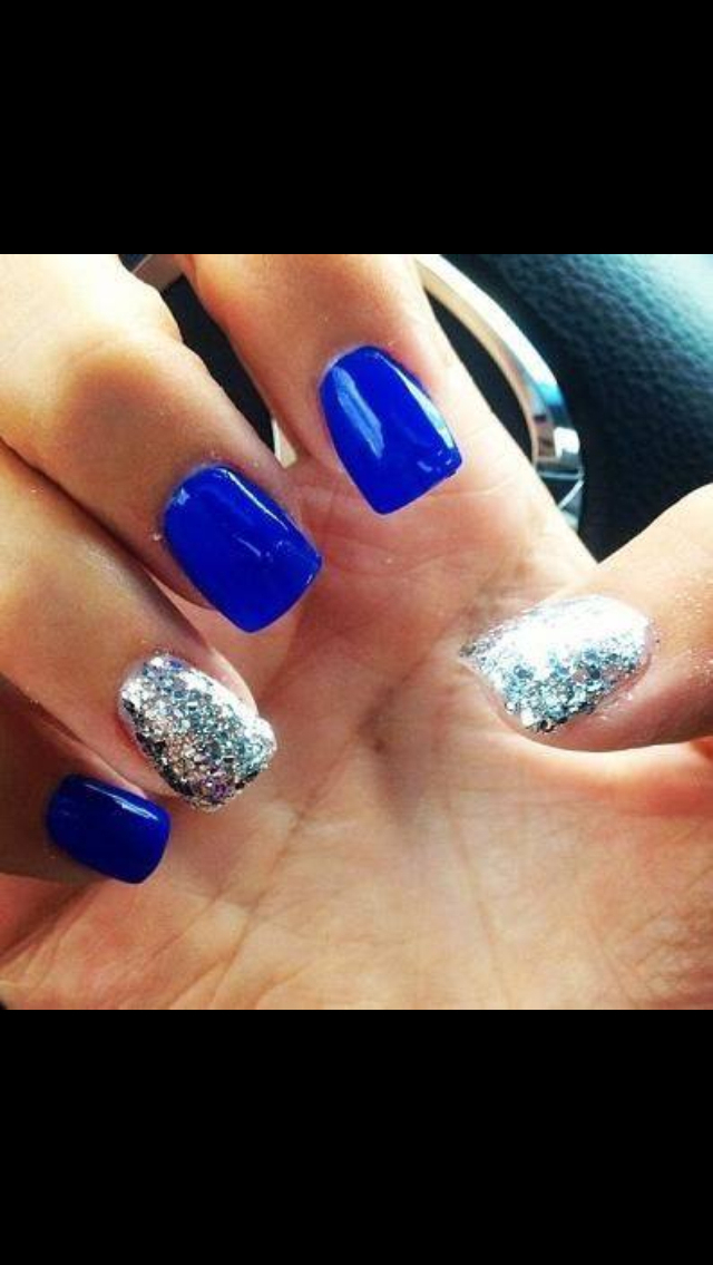gel nails, accent, idea and blue