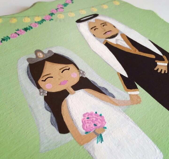 art, bride, arabic cartoon and arabic
