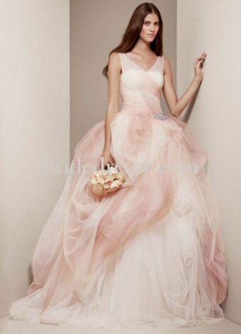 ombre wedding dress, v neck dress and blush bridal dress