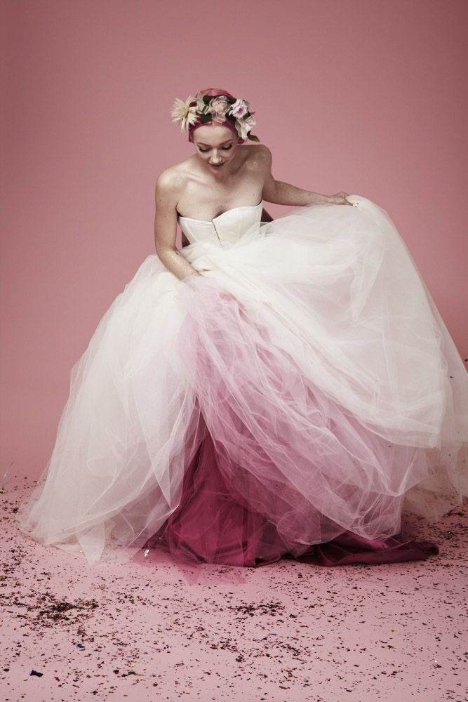 bridal, degrade, ombre dress and wedding dress