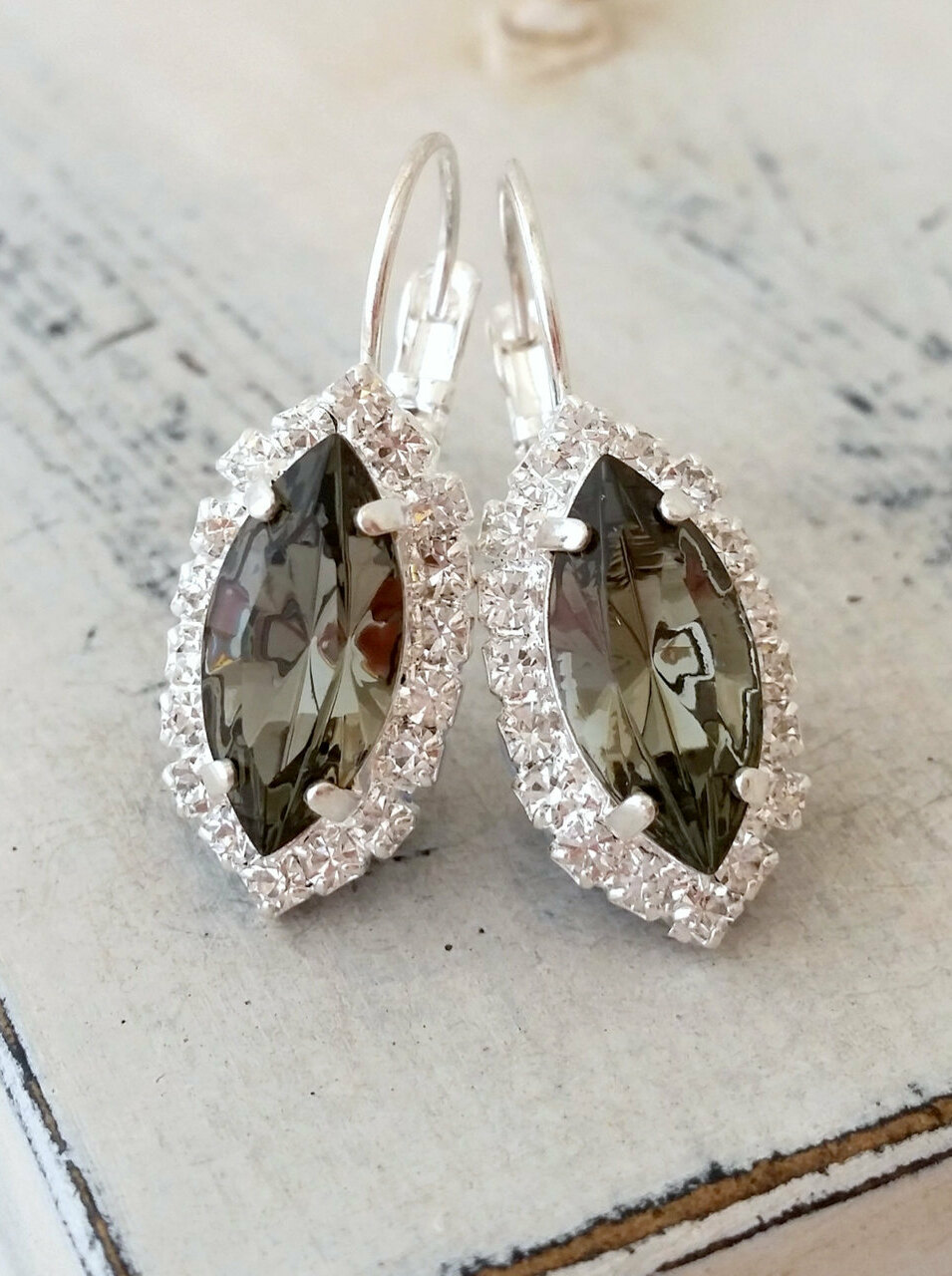 bridesmaid's gift, bridal jewelry, crystal earrings and Prom