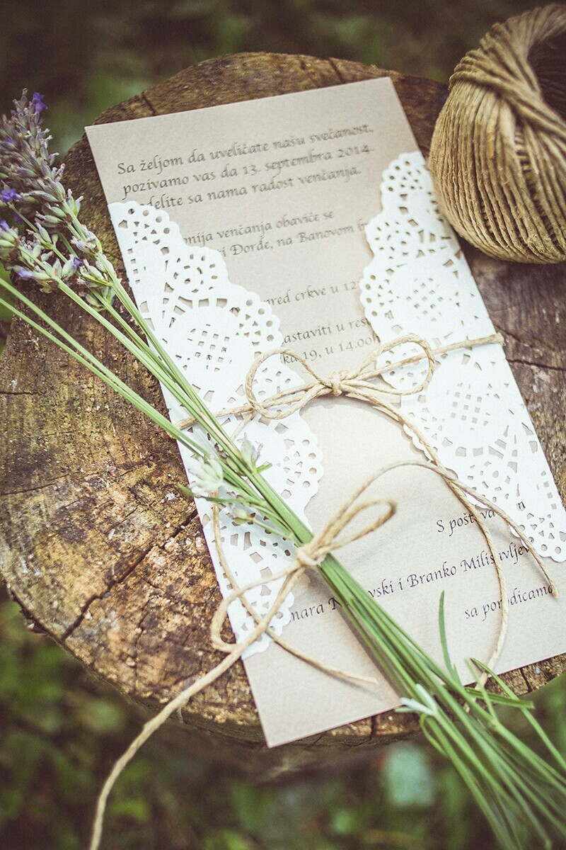 diy wedding, lavender, wedding invitations and paper lace