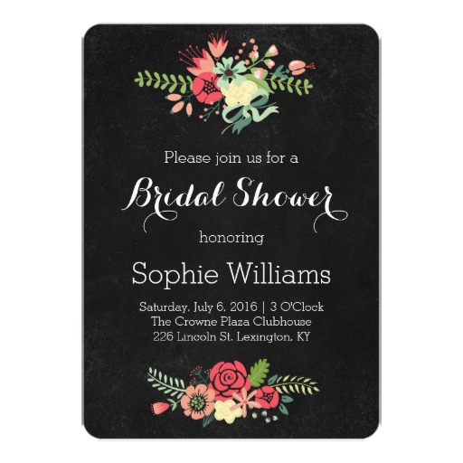 black and white, chalkboard, romance and bridal shower invitations