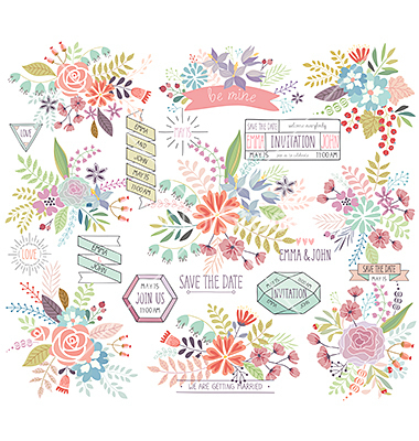 invitation, decorative and flowers