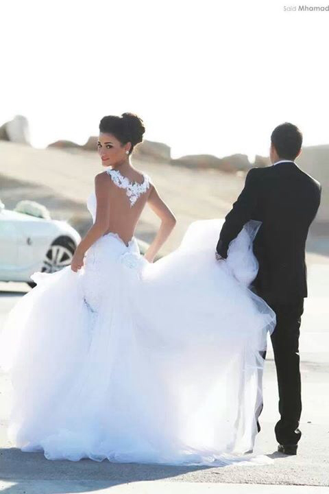 white dress, marie damas, said mhamad and wedding ring