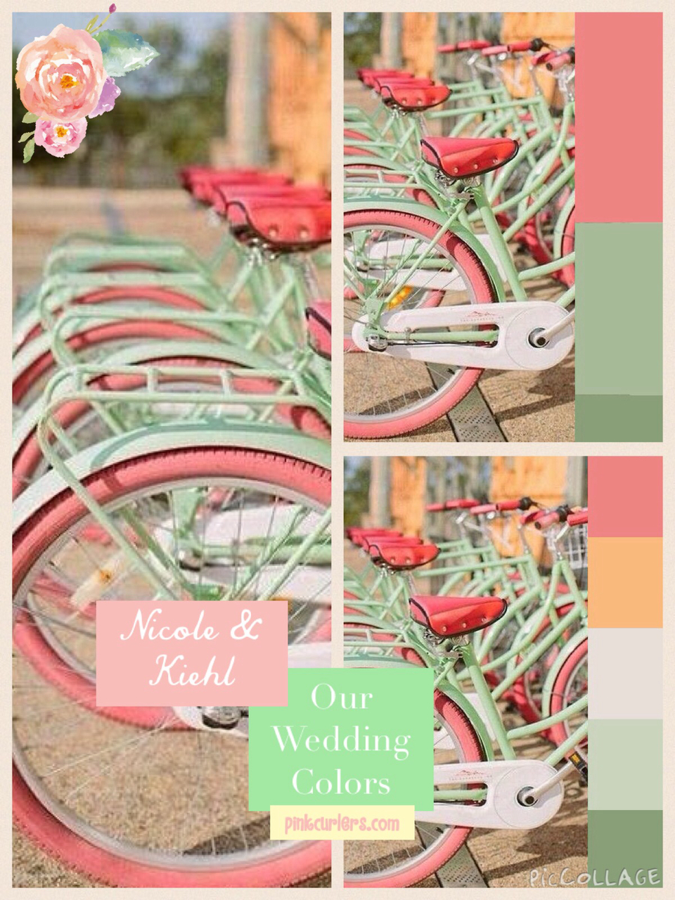 retro, peach, bicycle and color palette