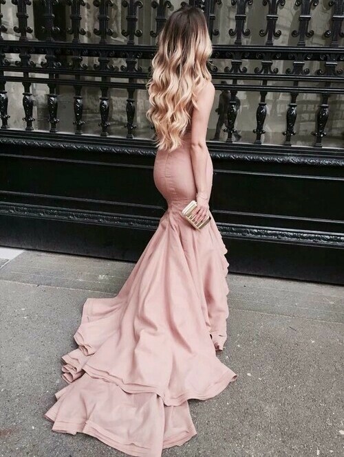 ombre, curls, dress and fashion