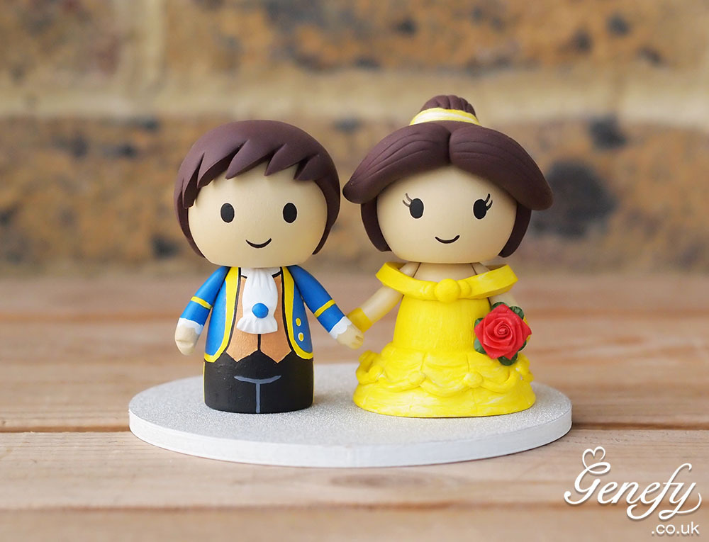 bride, genefy playground, beauty and the beast and wedding cake topper