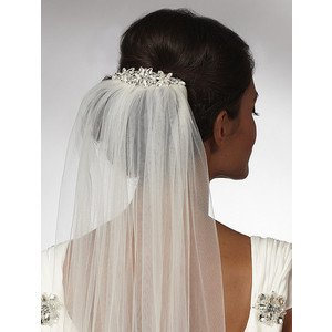 brunette, white and veil