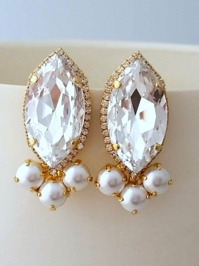 clear cystal studs, bridesmaids gift, halo stud earrings and crystal earrings